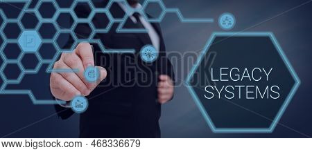 Writing Displaying Text Legacy Systems. Business Concept Old Method Technology Computer System Or Ap