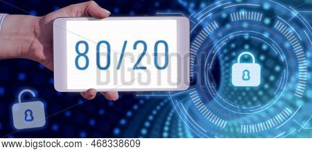 Hand Writing Sign 80 To 20 Percent. Pareto Principle Of Factor Sparsity Statistical Distribution Of 
