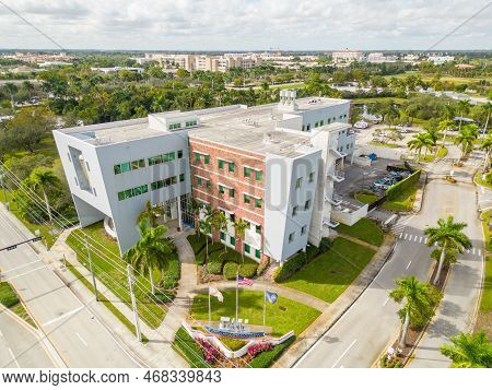 Davie, Fl, Usa - January 3, 2022: Aerial Photo Fau Davie West