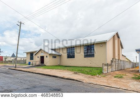 Bredasdorp, South Africa - Sep 23, 2022: A Street Scene, With The All Saints Church Parish Hall, In 