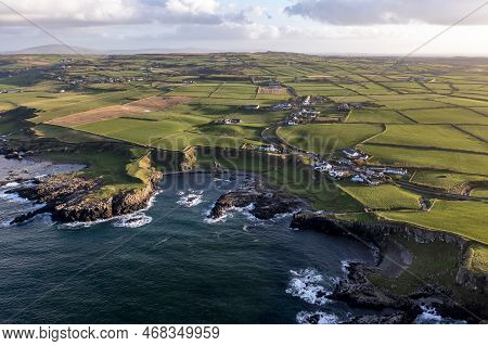 Aerial View Of Dunseverick In County Antrim, In Northern Ireland.
