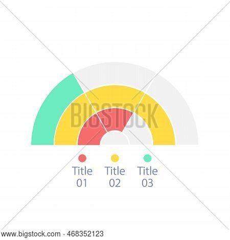 Semicircle Infographic Chart Design Template With Three Options. Show Proportions. Editable Half Cir