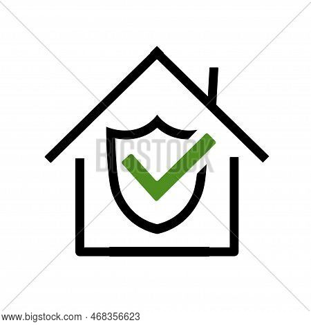 Home Security Icon. Home With Shield Symbol House Protect. Home Protection Signresidential House Rep