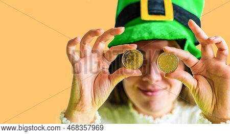 Young Girl In Saint Patrick Celebration Concept.