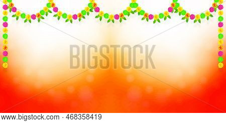 Vector Illustration Of Flower Garland Decoration Toran With Beautiful Bokeh Background. Can Be Used 