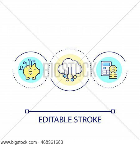 Cloud Service Price Loop Concept Icon. Cheap Data Storage. Reduce Costs. Save Money. Digital Product