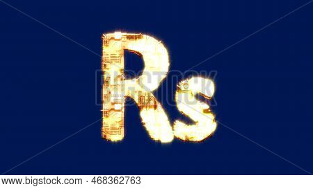 Rupee Symbol, Futuristic Blazing Orange Cyber Punk Alphabet On Chroma Key Screen, Isolated - Object 