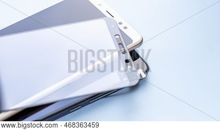 Maintenance And Repairing Smartphones. Many Tempered Glass Screen Protector