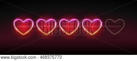 Glowing Neon Health Bar Template. Stock Vector Clipart For Valentines Day Or Game.