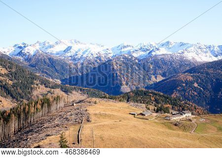 Mocheni Valley Autumn Landscape, Baselga Di Pine, Italy