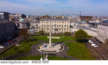 Leinster House In Dublin - The Irish Government Building From Above - Aerial View