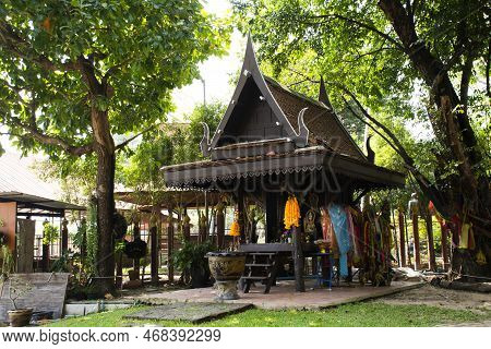 Ancient Small Shrine And Antique Buddha Statue For Thai People Travelers Travel Visit And Respect Pr
