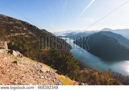 Aerial View Of Skadar Lake National Park Panoramic Landscape, Montenegro, Skadarsko Jezero, Also Cal
