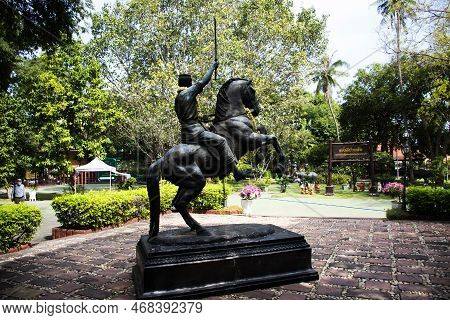 Ancient Sculpture Figure Or Antique Statue In Khum Khun Phaen Garden Park In Wat Khae Temple For Tha