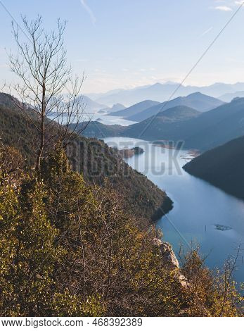Aerial View Of Skadar Lake National Park Panoramic Landscape, Montenegro, Skadarsko Jezero, Also Cal