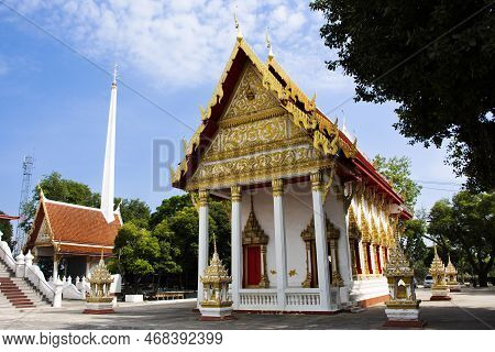 Ancient Building Antique Ubosot Of Wat Khae Temple For Thai People Travelers Visit And Respect Prayi