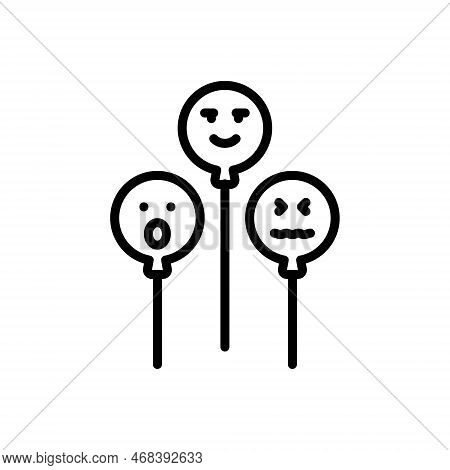 Black Line Icon For Feelings Balloons Emoji Emotion Smile Happy Unhappy Charecter Sadness Expression