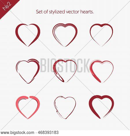 Set Of Abstract Icons Of Hearts . Suit For Websites Or Logo . Perhaps Other Use