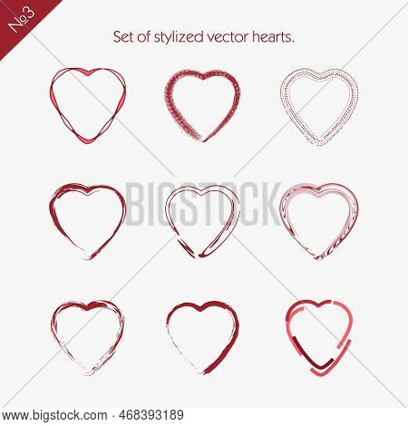 Set Of Abstract Icons Of Hearts . Suit For Websites Or Logo . Perhaps Other Use