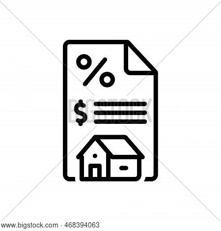 Black Line Icon For Tax Placement Percentage Dollar House Loan Rate Levy Tariff Duty Toll Excise Imp