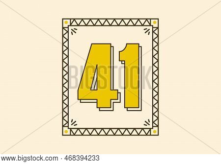 Retro Rectangle Frame With Number Fourty One On It