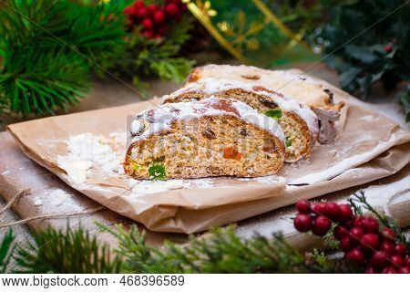 Christmas Stollen Its A Traditional Dresdner German Christmas Cake Stollen With Raising, Berries And