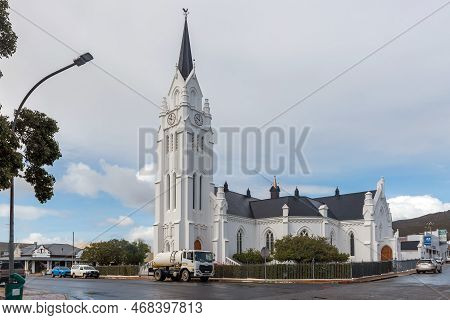 Bredasdorp, South Africa - Sep 23, 2022: A Street Scene, With The Dutch Reformed Church, In Bredasdo