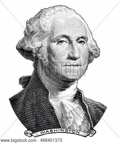 George Washington  Cut On 1dollar Banknote Isolated On White Background For Design Purpose