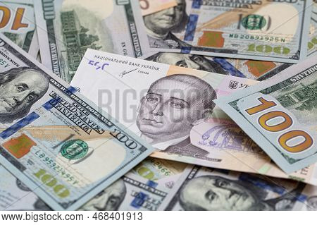 100 Dollar And  500 Hryvnyas Banknotes Background For Design Purpose