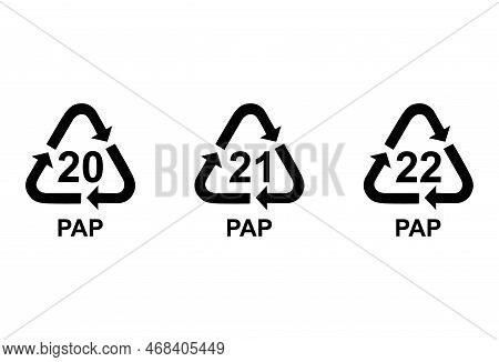 Set Of Paper Symbol, Ecology Recycling Sign Isolated On White Background. Package Waste Icon .