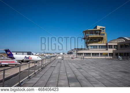 Bourget - France - August 6, 2022 : Control Tower In Air And Space Museum