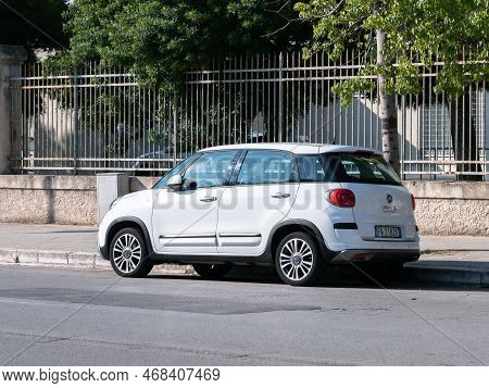 Bari, Italy - October 30, 2021: Fiat 500l Mpv Iconic Retro Car In The Streets Of Bari, Italy