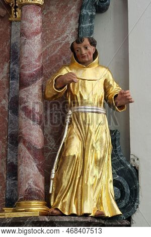 Karlovac, Croatia - July 06, 2012: Statue Of The Saint On The Altar Of St. Francis Borgia In The Par