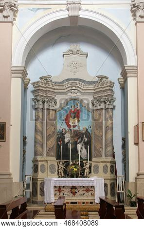 Funtana, Croatia - June 02, 2012: Altar Of Saint Michael In The Parish Church Of Saints Vitus And Mo