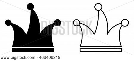 Jester Hat Icons. Flat And Line Art Style. Vector Illustration Isolated On White Background