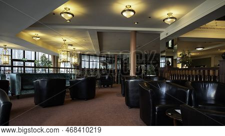 London - 01 26 2022: Interior of Britannia international hotel in 163 Marsh Wall
