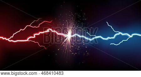 Electric Lightning Collision. Vs Battle Effect. Flash Light. Thunderbolts Clash. Thunder Burst With 
