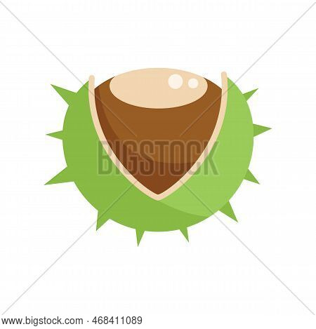 Tree Chestnut Icon Flat Vector. Sweet Fruit. Roast Nut Isolated