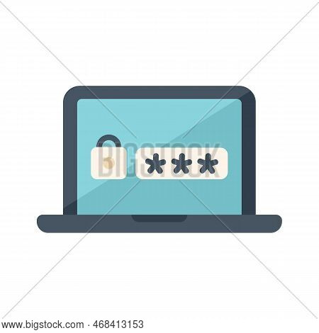 Laptop Security Icon Flat Vector. Page Log. Mobile Internet Isolated