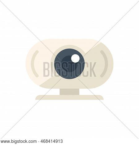 Server Camera Control Icon Flat Vector. Data Center. Work Remote Isolated