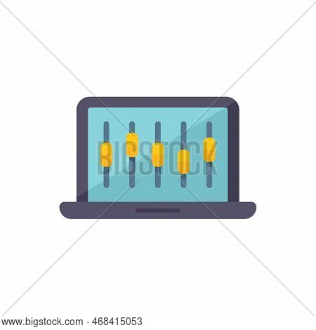 Laptop Control Icon Flat Vector. Screen Center. Remote Server Isolated