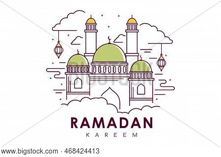 Ramadan Kareem. Ramadan Kareem Background. Ramadan Kareem Poster In Line Art Style. Ramadan Kareem B