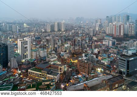 Cityscape Of Seoul Capital Of South Korea On A Smoggy Day