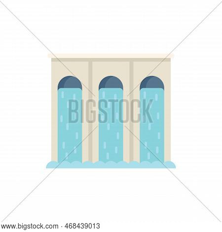 Water Energy Barage Icon Flat Vector. Eco Power. Save Leaf Isolated
