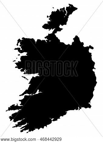 A Silhouette Map Of Eire Or Southern Ireland In Black Over White