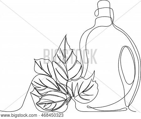 Continuous One Line Drawing Of Bottles For Liquid Laundry Detergent, Bleach, Fabric Softener, Dishwa
