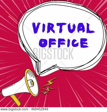 Conceptual Caption Virtual Office. Conceptual Photo Mobile Work-environment Equipped With Telecommun