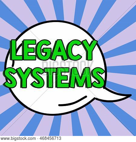 Conceptual Caption Legacy Systems. Business Approach Old Method Technology Computer System Or Applic