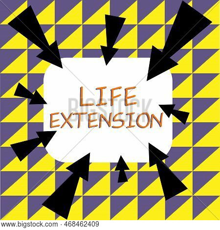 Hand Writing Sign Life Extension. Internet Concept Able To Continue Working For Longer Than Others O
