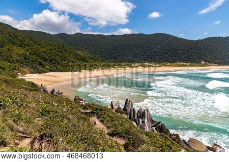 Trail To The Beach, Forest And Rocks In The Wild Lagoinha Do Leste Beach